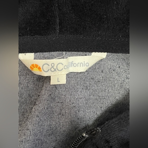 C&C California Velour Black Stripe Full Zip Black Hoodie Large - Picture 9 of 13